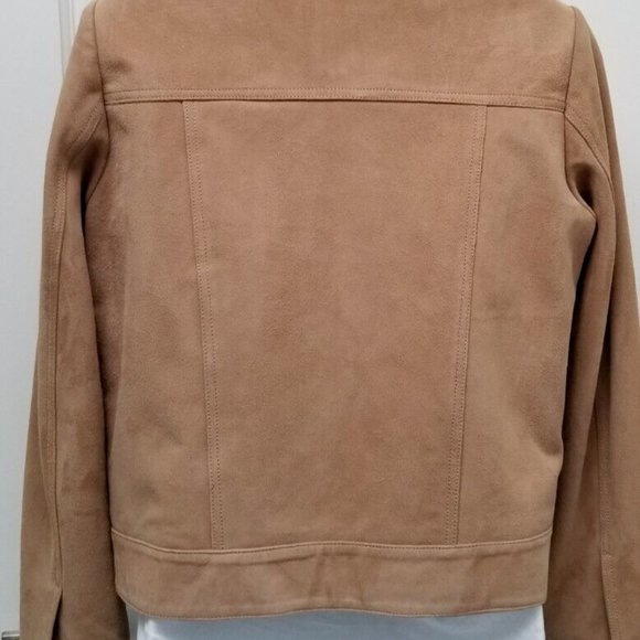 Sandro Paris Tan Patriote Studded Pockets Suede Leather Jacket Size 2 or Medium - Picture 10 of 11